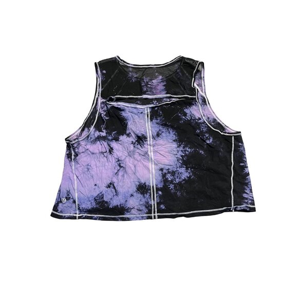 Lululemon Tie-Dyed Cropped Sculpt Tank Black & Purple Athletic Wear Size 10 - Picture 2 of 2